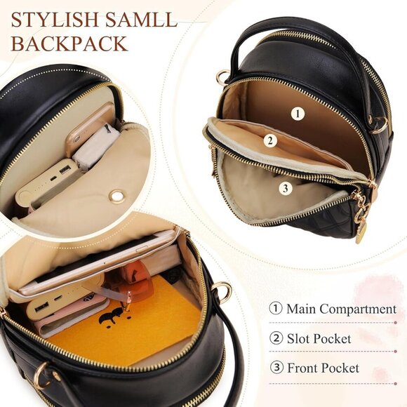 Mini Backpack Faux Leather Small Convertible Daily Travel Women's Purse - Picture 7 of 7